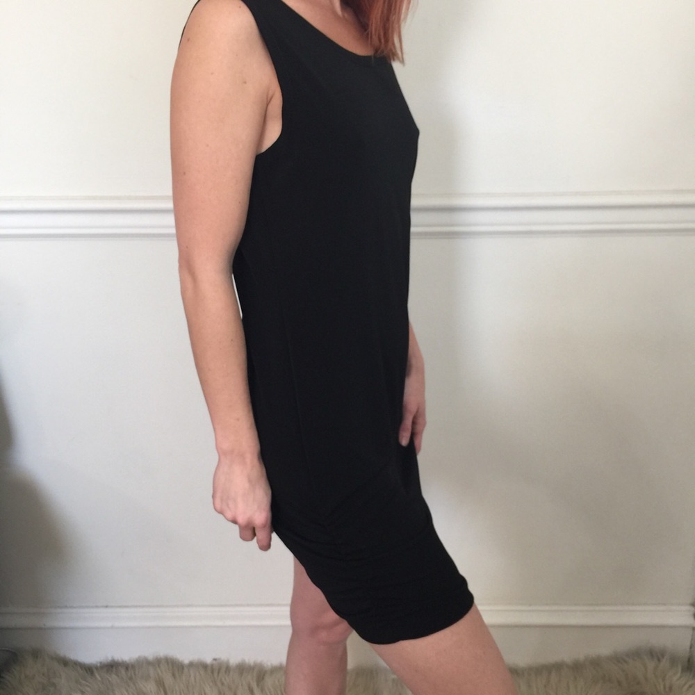PLANET Black Ruched Sleeveless Jersey Midi Dress - Picture 7 of 8